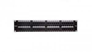 Patch panel kompletny 19 cali 48x RJ45 U/UTP kat. 5e 2U czarny (RAL 9005) DN-91548U
