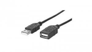 Kabel USB 2.0 A-A M/F 1.8M Czarny Hi-Speed USB-A/USB-A 338653