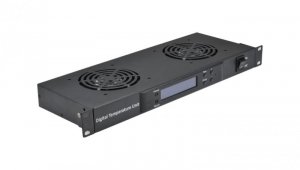 Panel chłodzący 2x wentylator z termostatem RACK 19 cali 1U LCD czarny NEKU