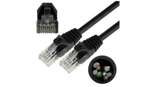 Patchcord UTP kat.5e kabel sieciowy LAN 2x RJ45 linka czarny 0,5m NEKU