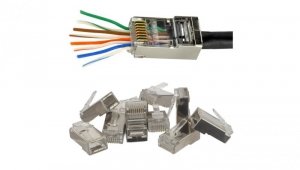 Wtyk modularny RJ45 8P8C kat.5e ekranowany FTP drut przelotowy NEKU /WORECZEK 10szt./
