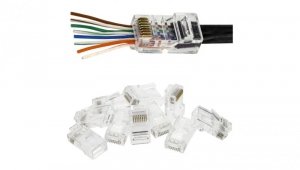 Wtyk modularny RJ45 8P8C kat.5e nieekranowany UTP drut przelotowy NEKU /WORECZEK 10szt./