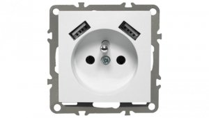 QUADRA GNIAZDKO Z BOLCEM 2X USB DO RAMEK 230V 2.1A