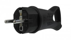 Wtyczka gumowa 16A 230V IP44 z uchwytem czarna