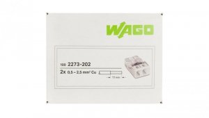 Szybkozłączka 2x 0,5-2,5mm2 na drut 450V/24A ORYGINALNA 100szt. 2273-202