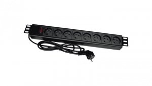 Listwa zasilająca rack 19 cali PDU gniazdo 8 x CEE 7/5 wtyk CEE 7/7 z wyłącznikiem, kabel 3m