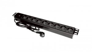 Listwa zasilająca rack 19 cali PDU gniazdo 9 x CEE 7/5 wtyk CEE 7/7 z diodą LED, kabel 3m
