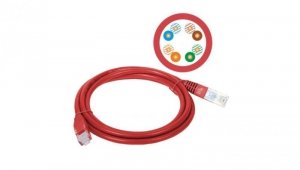 Patchcord UTP A-LAN KKU5CZER0.5 (RJ45 - RJ45 0,50m UTP kat. 5e kolor czerwony)