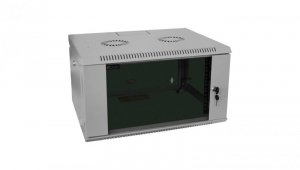 Szafa wisząca RACK 19 6U 450mm szara drzwi szklane COM-BOX MIRSAN