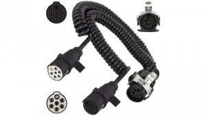 Spiralny adapter kablowy QLY-s do naczepy 24V wtyk 15-pin / 2 plastikowe wtyki 7-pin typu N+S 4m