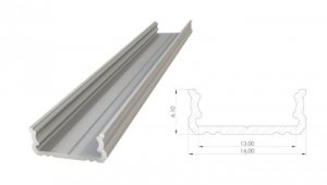 Profil ALU nawierzchniowy 6,1mm, anodowany srebrny, dł. 1000mm, max. szer. taśmy 12mm