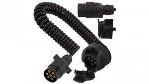 Przedłużacz spiralny QLY-s kabel do przyczepy zakończony plastikowymi złączami 7-pin 12V (gniazdo / wtyk) 4m