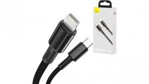 BASEUS Kabel USB 3.0 typ-C / Lightning (wtyk / wtyk) Quick Charge 3.0 Cafule czarny 1m