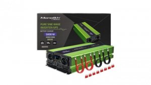 Qoltec Przetwornica napięcia Monolith ładowanie baterii UPS 2500W 5000W 12V na 230V Czysty Sinus LCD