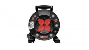 Przedłużacz bębnowy EXTREME LINE 4 gniazda z/u IP44 16A H05RR-F 3x2,5 20m czarny W-100025