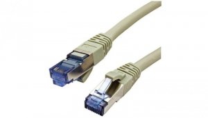 Patchcord S/FTP kat.6A PiMF kabel sieciowy LAN 2x RJ45 linka PoE szary 0,5m