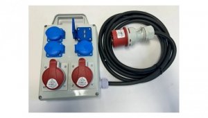Rozdzielnica elektryczna CEE 32A 16A 3x230V 2xUSB IP44 niezabezpieczony kabel USB 15m 5x2,5