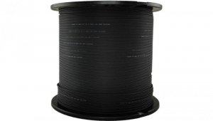 Kabel światłowodowy 2 włókna 2J SM 9/125 FTTH płaski uniwersalny wzmocnienie dwoma prętami stalowymi czarny LSOH Alantec 1000m