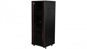 Szafa stojąca RACK 19 22U 600x800mm drzwi szklane czarna NEKU FLR + wyposażenie