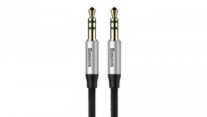 Baseus Yiven M30 kabel audio stereo AUX 3,5 mm męski mini jack 1,5m srebrno-czarny (CAM30-CS1)