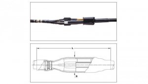 Mufa przejściowa nn 1kV termokurczliwa TRAJ-01/4X25-70/4SB wraz ze złączkami śrubowymi dla kabli 4-żyłowych tworzywo-papier - TE