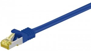 RJ45 patchkabel, CAT 6A S/FTP (PiMF), 500 MHz z CAT 7 kable surowym, Niebieski - Długość kabla 1 m