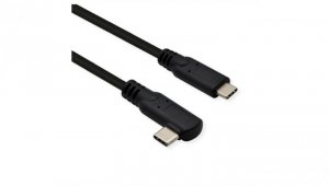 Kabel ROLINE USB 3.2 Gen 2x2, Emark, C-C, M/M, 20Gbit/s, 100W, haaks, zwart, 1 m