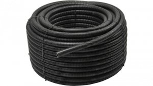 Rura karbowana elektroinstalacyjna RKGS 20/14,1mm giętka samogasnąca peszel z pilotem 750N PVC UV czarna 100m Tubifor