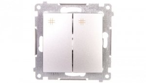 Simon 54 Łącznik krzyżowy podwójny 10A 230V IP20, szybkozłącza, srebrny mat DW7/2.01/43