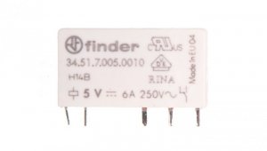 Wąski przekaźnik elektromagnetyczny 1P 6A 5V DC do płytki drukowanej 34.51.7.005.0010