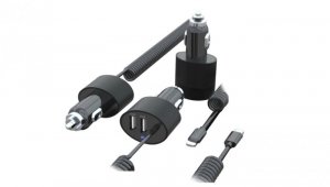 Ładowarka samochodowa 2xUSB, lightning spiralny 1.8m Maclean MCE76 5.2A MCE76