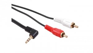 Przewód mini jack 3,5mm kątowy 2RCA 3m czarny MCTV-825 MCTV-825