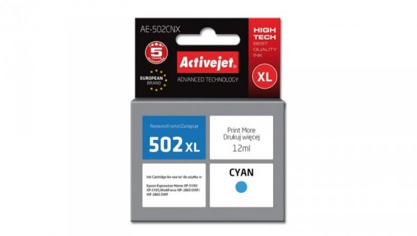 Tusz Activejet AE-502CNX (zamiennik Epson 502XL W24010 Supreme 12 ml niebieski)