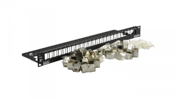 Patch panel RACK 19 kat.6A 24p STP 1U czarny DataGate Molex