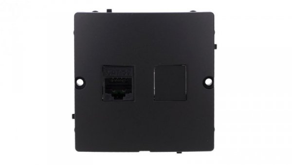 Simon Basic Gniazdo komputerowe RJ45 pojedyncze, kategoria 5e (moduł). Montaż gniazda na wkręty do puszki czarny BMF51.02/49