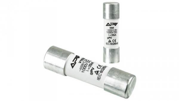 WKŁADKA BEZPIECZNIKOWA, RURKOWA, 25A, 10x38, 1000V, DO SYSTEMÓW FOTOWOLTAICZNYCH MC4 APV-WB-10X38-25A