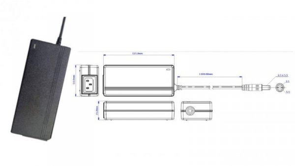 POSC12500D-C14-25 Zasilacz Desktop 60W 12V 5A z wtykiem DC - 5.5x2.5