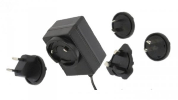 POSB12100A-E1/U1/U2/A3 czarny adapter horyzontalny, 12V/1A/12W wtyk AC: EU/US/UK/AU. wtyk DC:2.1/5.5(+)