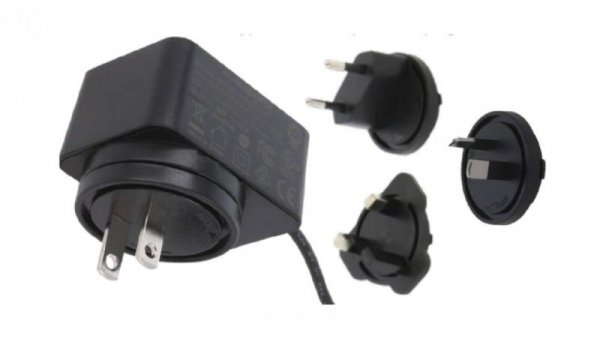 POS(B) 24V/0.5A/12W czarny, adapter horyzontalny, wtyk AC: EU/US/UK/AU. wtyk DC:2.1/5.5(+)