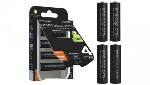 Akumulatorki R6 / AA Panasonic Eneloop PRO 2500mAh Ni-MH BK-3HCDE/4BE (blister 4 szt.)