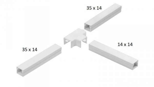 Osprzęt do listew elektroinstalacyjnych, trójnik redukcyjny BIAŁY LOR 35x14x35 (1szt.)