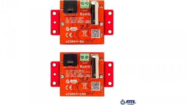 Zestaw aktywnych konwerterów do transmisji Ethernet oraz PoE ATTE xCOAX4-SET