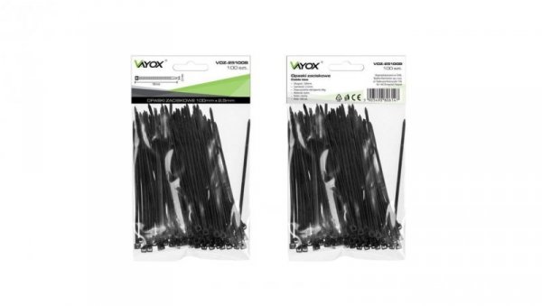 Opaski zaciskowe 2,5mm / 100mm czarne 100 szt. VOZ-25100B Vayox