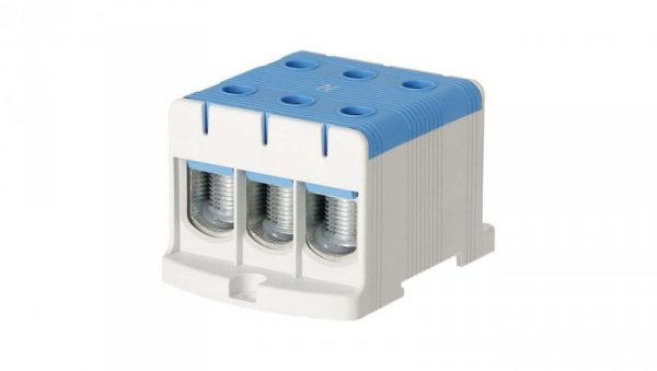 Blok rozdzielczy odgałęźny 3-polowy Al/Cu 35-150mm2 (max. 150mm2) na szynę TH35 niebieski FJ-E150/3/B HEDO