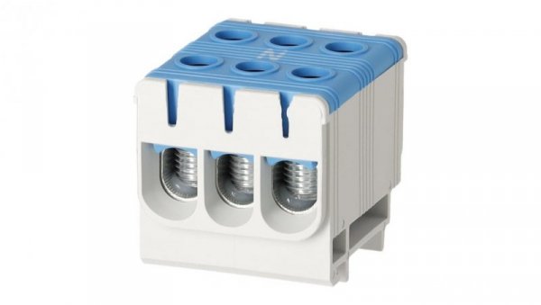 Blok rozdzielczy odgałęźny 3-polowy Al/Cu 2,5-50mm2 (max. 50mm2) na szynę TH35 niebieski FJ-E50/3/B HEDO
