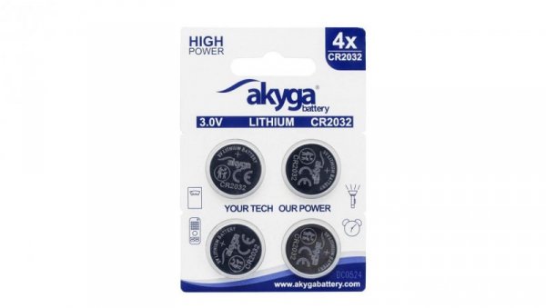 Bateria litowa Akyga AKY2100 CR2032 Li-MnO2, 3V/210mAh 4szt/blister
