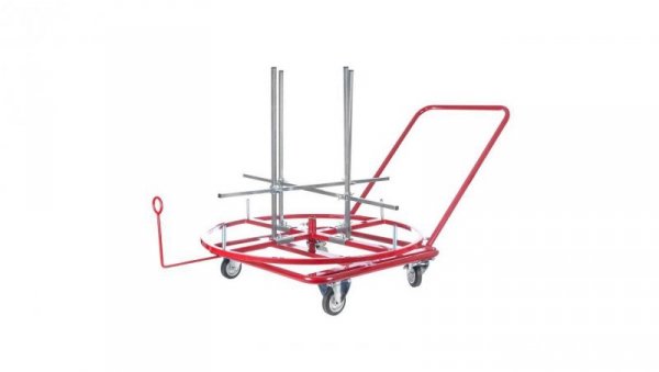 Rozwijak mobilny do rur ogrzewania podłogowego PERT PEX (600m) i peszli karbowanych poziomy na wózku fi: 90cm