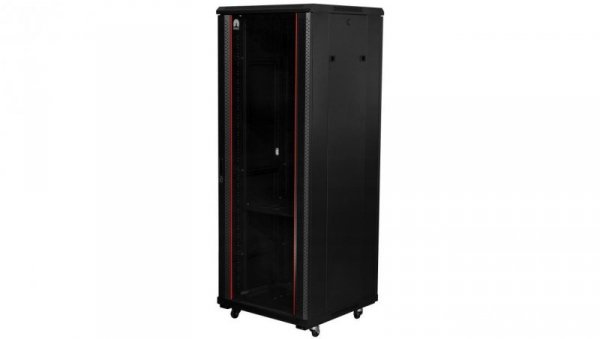 Szafa stojąca RACK 19 22U 600x800mm drzwi szklane czarna NEKU FLR + wyposażenie