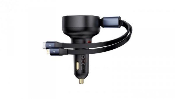 Ładowarka samochodowa Baseus Enjoyment USB-C z kablem USB-C / Lightning 60W - czarny