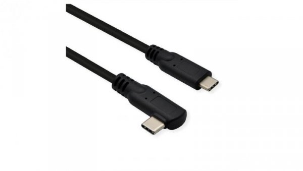 Kabel ROLINE USB 3.2 Gen 2x2, Emark, C-C, M/M, 20Gbit/s, 100W, haaks, zwart, 1 m